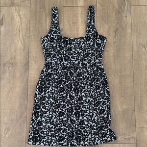 Diane Von Furstenberg Black and Gray Patterned Mini Dress